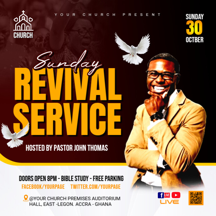 Black Maximalist Revival Worship Church Instagram Post Template ...