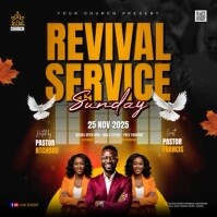 Черный Church Revival Service Post Instagram Template