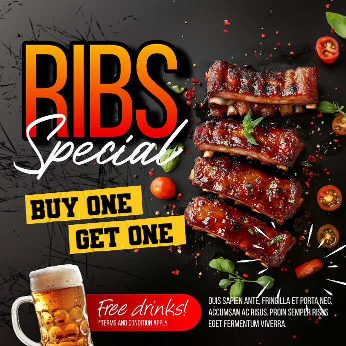 Black Maximalist Ribs Instagram Post template