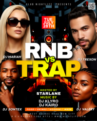 Black Maximalist Rnb Vs Trap Rap Hiphop Music Dj Artist Battle Night Club Party Event Advertisement Instagram Portrait template