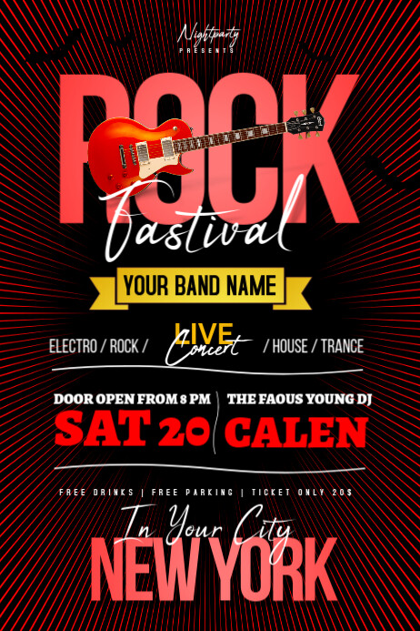 Black Maximalist Rock Fastival | Music Fastival 2025 Poster Plakat template
