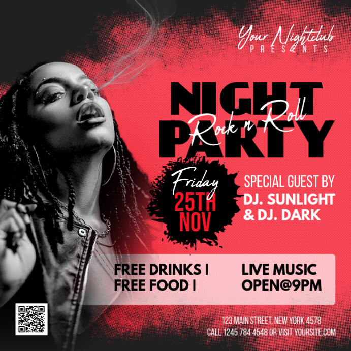 Black Maximalist Rock N Roll Night Event Party Post Instagram Post template