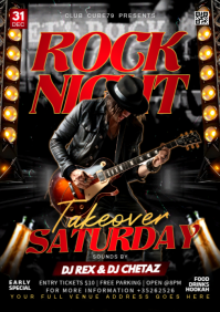 Black Maximalist Rock Night Saturday  A4 template