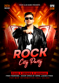 Black Maximalist Rock Party Flyer A4 template