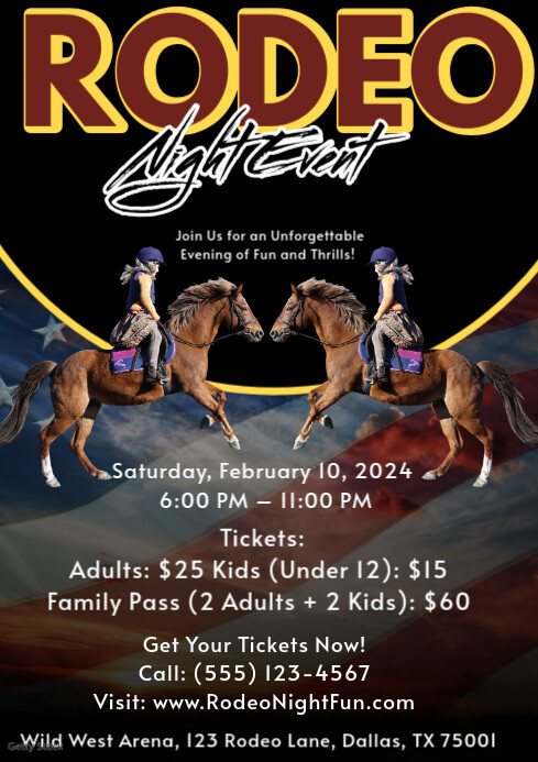 Black Maximalist Rodeo Night Flyer A4 Template | PosterMyWall