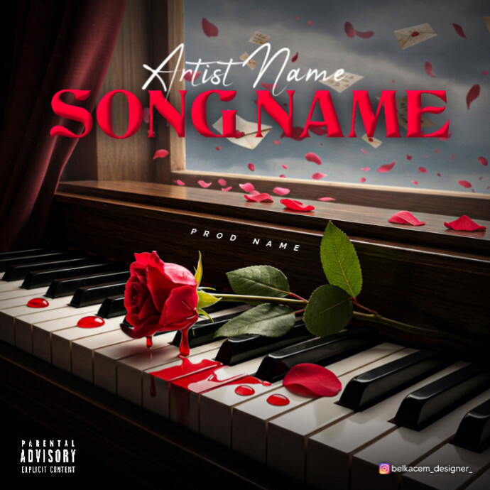 Copy of Black Maximalist Roses Piano Sad Vibe Album Cover | PosterMyWall