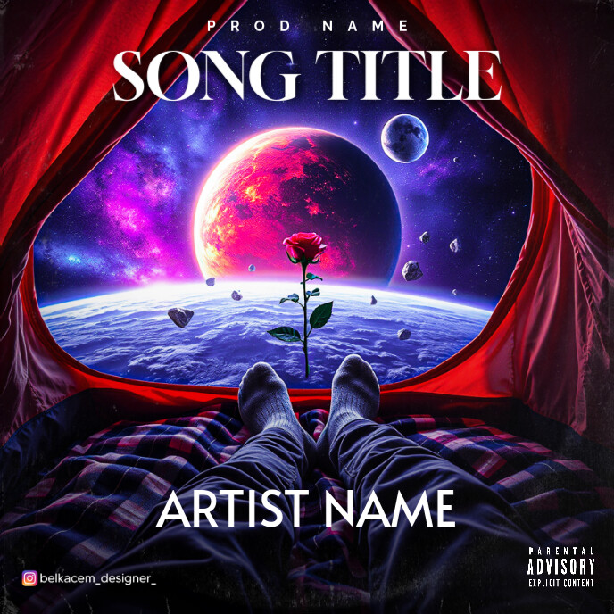 Black Maximalist Roses Space Album Cover Template PosterMyWall