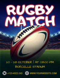 Black Maximalist Rugby Match Flyer (us Letter) template