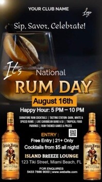 Black Maximalist Rum Drink Ads  Instagram Story template
