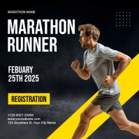 Black Maximalist Running Marathon Campaign Sport Template Instagram Post Instagram-opslag
