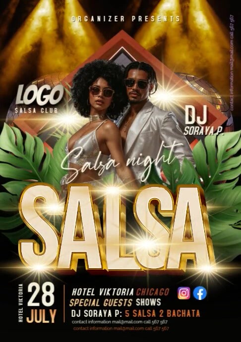 Black Maximalist Salsa A4 golden Template | PosterMyWall