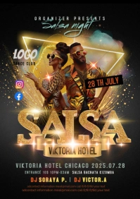 Black Maximalist Salsa Dance Gold And Black A4 template