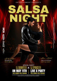 Black Salsa Night Event A4 Template