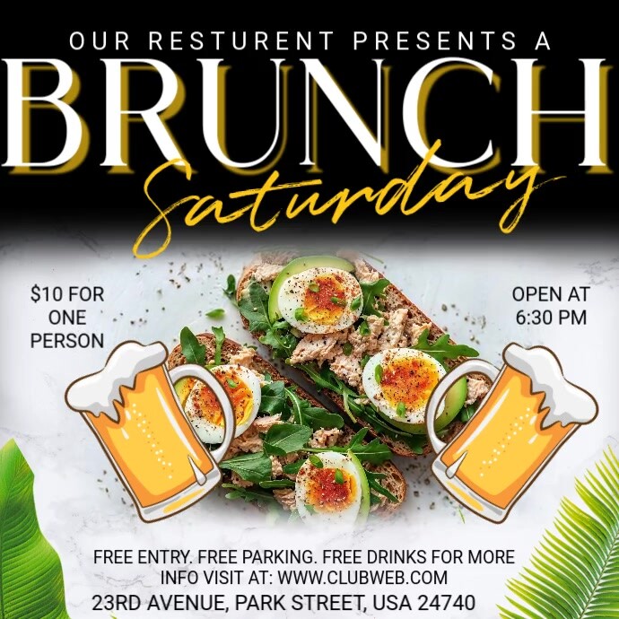 Black Brunch Event Instagram Ad Template | PosterMyWall