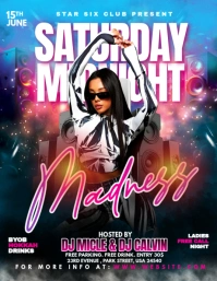 Black Maximalist Saturday Madness Event Party Flyer (us Letter) template