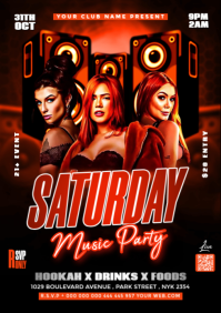 Black Maximalist Saturday Music Party A4 template