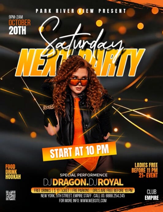 Black Maximalist Saturday Next Party Custom Flyer Flyer (us Letter) template