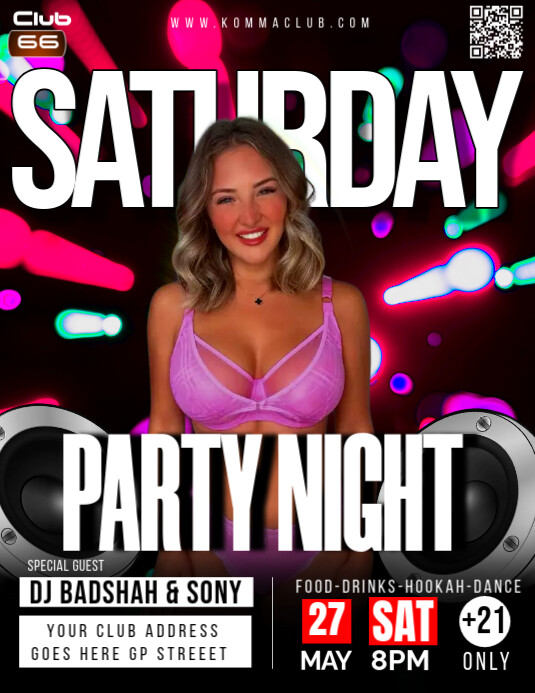 Black Maximalist Saturday Night  Flyer (us Letter) template