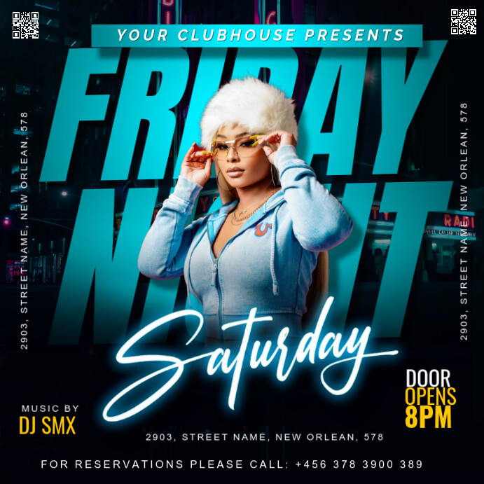 Black Maximalist Saturday Night Instagram Post Template | PosterMyWall