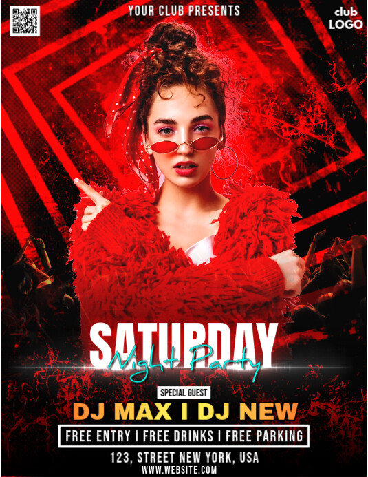 Black Maximalist Saturday Night Party Flyer (us Letter) template