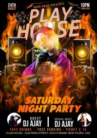 Black Maximalist Saturday Night Party Flyer A3 template