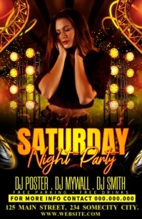 Black Maximalist Saturday Night Party Half Page Wide Media Página Ancho template