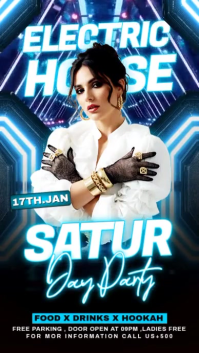 Black Maximalist Saturday Party Flyer Instagram Story template