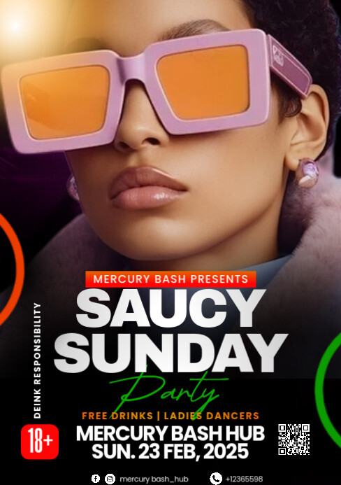 Black Maximalist Saucy Sunday Party A5 template