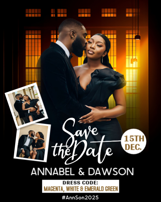 Black Maximalist Save The Date For Wedding  Instagram Portrait template