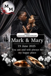 Black Maximalist Save The Date Pinterest Graphic template