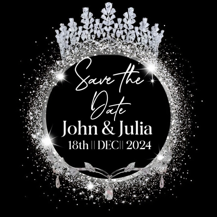 Black Maximalist Save The Date/ Wedding Invitation Card  Instagram Post template