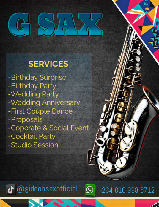 Copy of Black Maximalist Sax Flyer (us Letter) | PosterMyWall