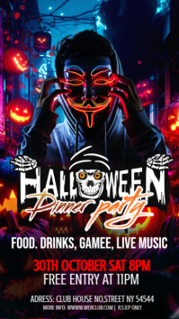 Black Maximalist Scary Ghost Halloween Event Flyer Instagram Story template