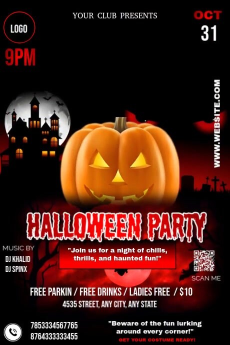 Black Maximalist Scary Halloween Night Party Cartaz template