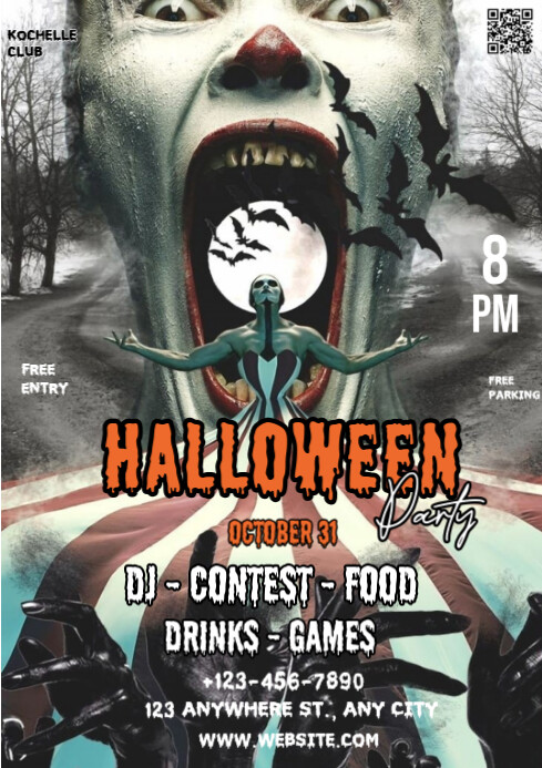 Black Maximalist Scary Halloween Party A4 Template | PosterMyWall