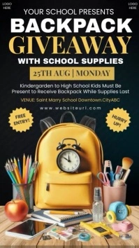Black Maximalist School Backpack Giveaway Ins Instagram Story template