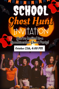 Black Maximalist School Ghost Hunt Invitation  Poster template
