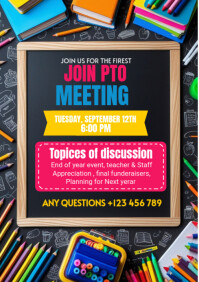 Black Maximalist School Meeting Flyer Template A4