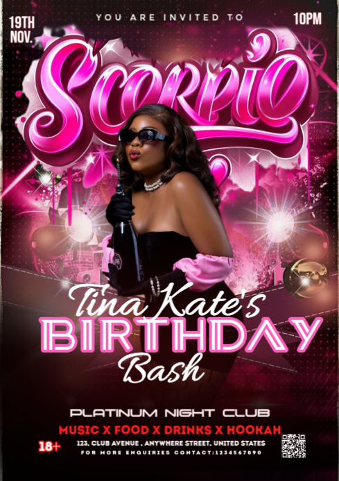 Black Maximalist Scorpio Night Bash A3 template