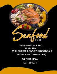 Black Maximalist Seafood Boil Flyer (us Letter) template