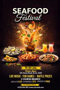 Black Maximalist Seafood Festival Pinterest Graphic template