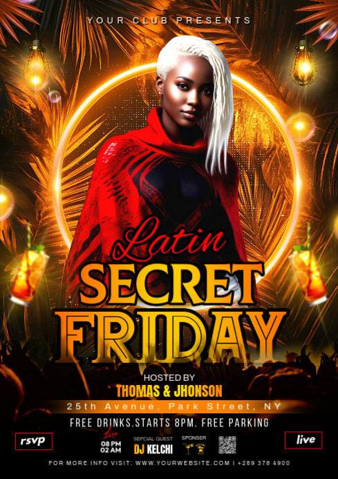 Black Maximalist Secret Friday Party A4 Template | PosterMyWall