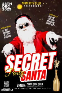 Black Secret Santa Party Poster Template