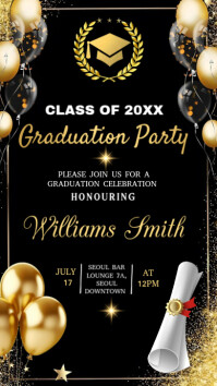Black Maximalist Senior Graduation Party Invitation  Instagram Story template