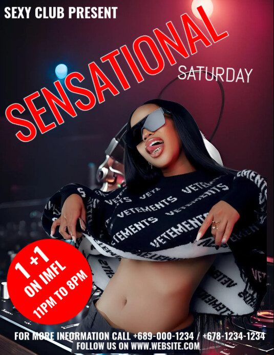 Black Maximalist Sensational Saturday  Flyer (us Letter) Pamflet (VSA Brief) template