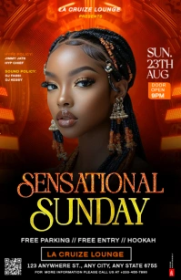 Black Maximalist Sensational Sunday Party  Half Page Wide template