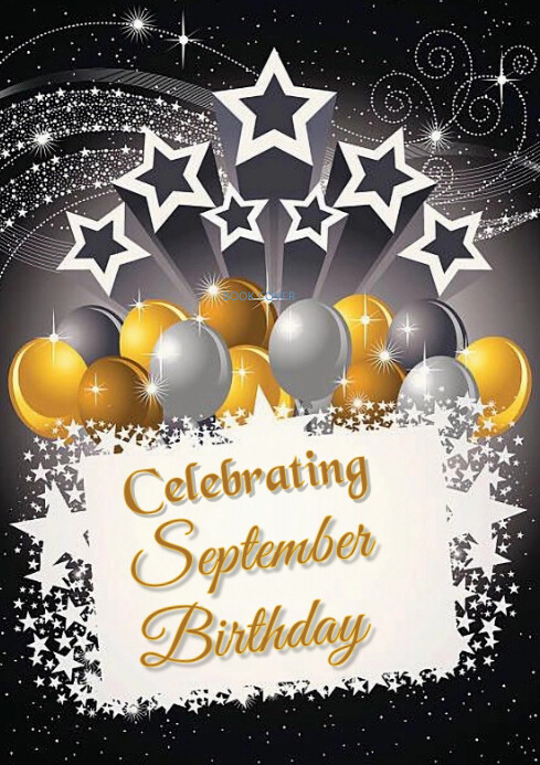 Plantilla de Black Maximalist September Birthday A4 | PosterMyWall
