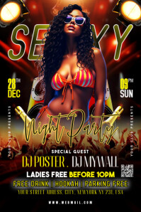Black Maximalist Sexy Night Party Poster template