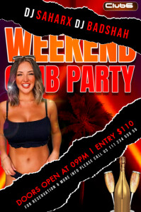 Black Maximalist Sexy Night Party Poster template