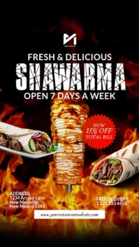 Flame Grilled Shawarma Doner Kebab 9:16 Video Digital Signage Instagram Story template
